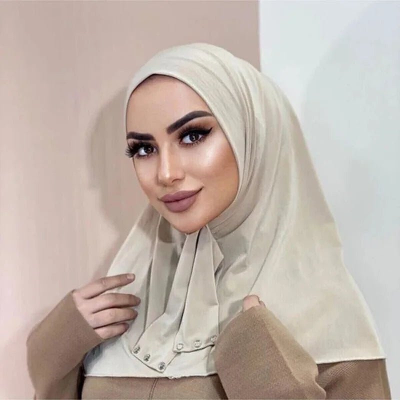 Classique Islam femmes prêt à porter Snap Fastener Hijabs pour femme couverture complète bandeau écharpe Turban casquettes Turbante Mujer - FATAONClassique Islam femmes prêt à porter Snap Fastener Hijabs pour femme couverture complète bandeau écharpe Turban casquettes Turbante MujerMode FemmeFATAON