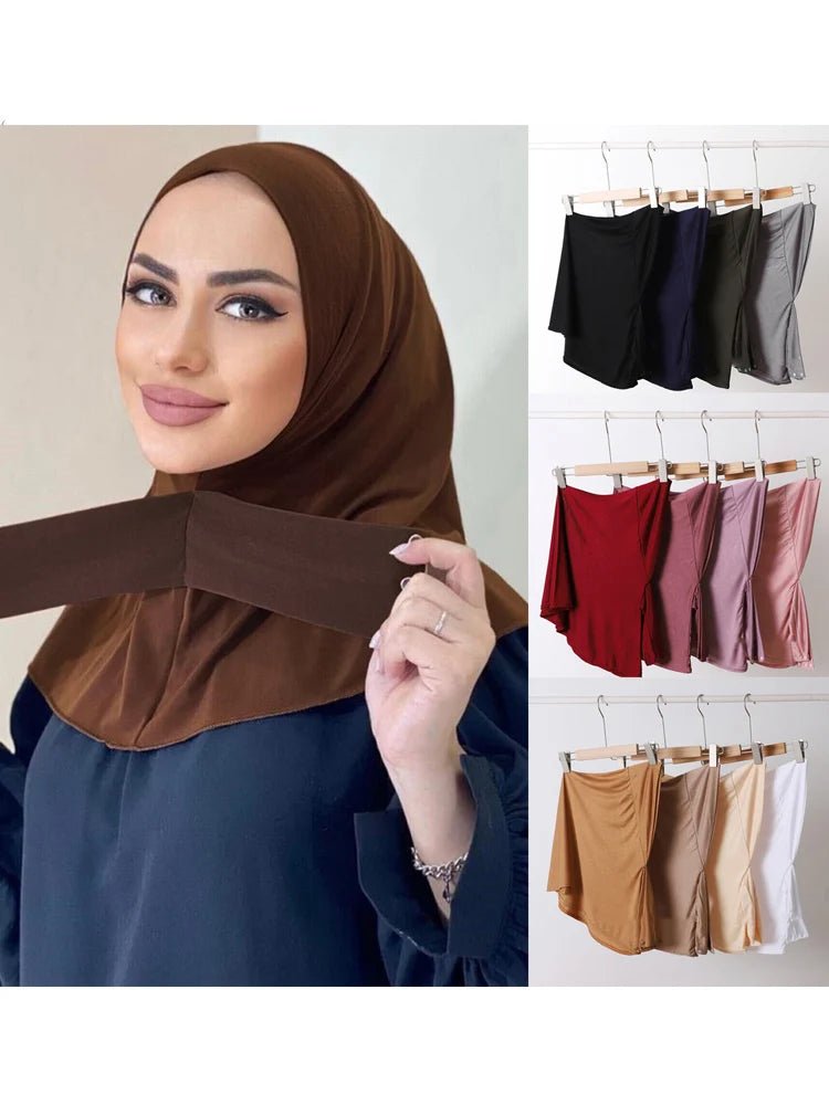 Classique Islam femmes prêt à porter Snap Fastener Hijabs pour femme couverture complète bandeau écharpe Turban casquettes Turbante Mujer - FATAONClassique Islam femmes prêt à porter Snap Fastener Hijabs pour femme couverture complète bandeau écharpe Turban casquettes Turbante MujerMode FemmeFATAON