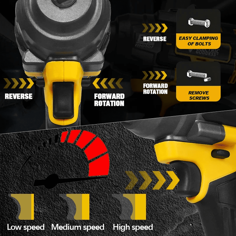 Clé électrique sans balais à couple élevé 1000N · M, clé à chocs de 1/2 pouces, grande Machine-outil de Service pour broche de batterie Dewalt 20V - FATAONClé électrique sans balais à couple élevé 1000N · M, clé à chocs de 1/2 pouces, grande Machine-outil de Service pour broche de batterie Dewalt 20VOutils & PerformanceFATAON