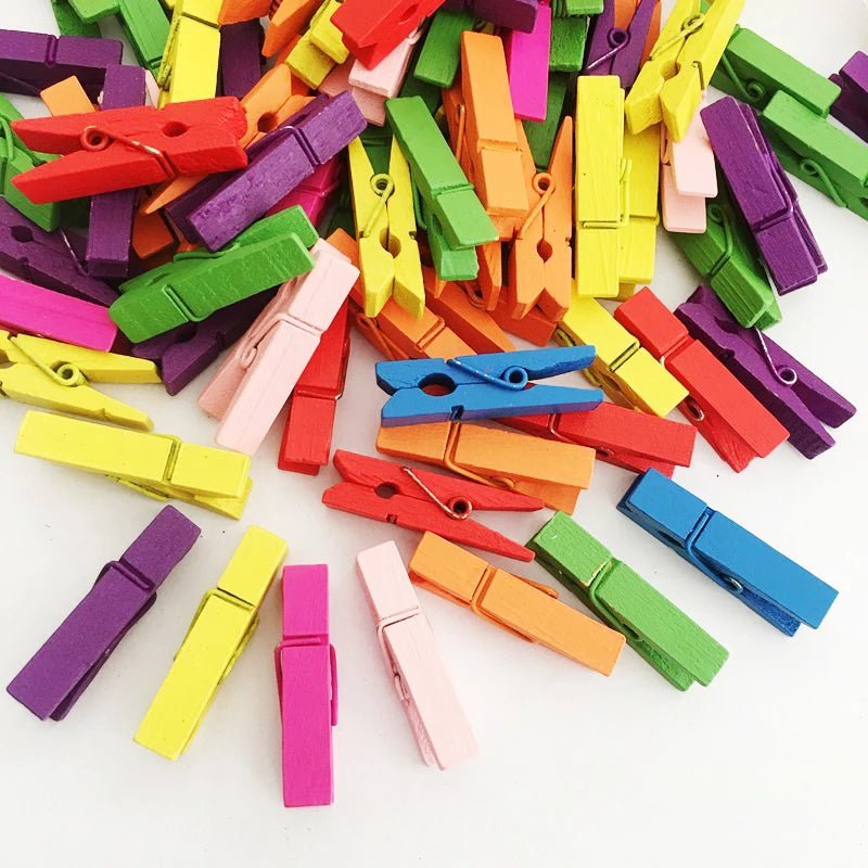 Clips photo colorés en bois suspendus petites cartes petite taille mini clips photo colful en bois pour feuilles DTY clips chevilles - FATAONClips photo colorés en bois suspendus petites cartes petite taille mini clips photo colful en bois pour feuilles DTY clips chevillesSolutions MaisonFATAON