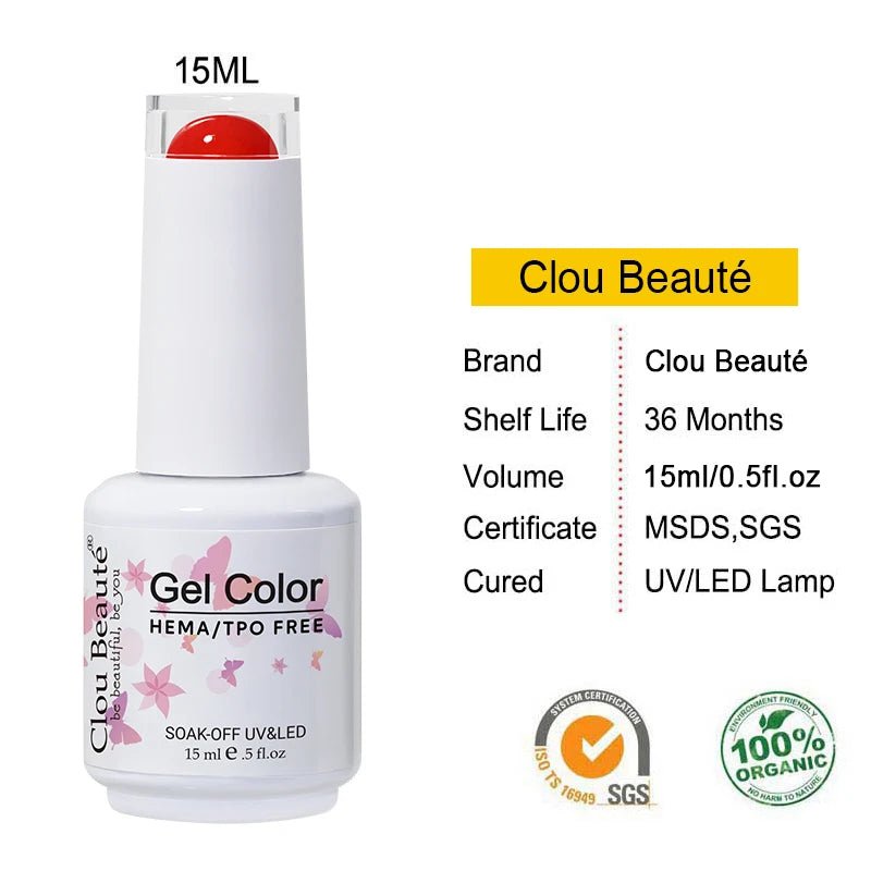 Clou Beaute 15ml HEMA TPO gratuit Gel Vernis à ongles Vernis Semi Permanent UV Nail Art Vernis Lakiery Hybrydowe manucure Gel Vernis - FATAONClou Beaute 15ml HEMA TPO gratuit Gel Vernis à ongles Vernis Semi Permanent UV Nail Art Vernis Lakiery Hybrydowe manucure Gel VernisBeauté femmeFATAON