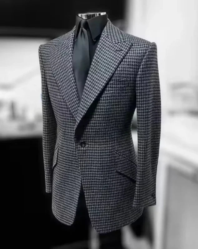Costumes pied-de-poule pour hommes, blazer, automne hiver, décontracté, vert, Slim Fit, Tuxedos de marié pour fête de mariage, veste, manteaux de Sport - FATAONCostumes pied-de-poule pour hommes, blazer, automne hiver, décontracté, vert, Slim Fit, Tuxedos de marié pour fête de mariage, veste, manteaux de SportMode HommeFATAON