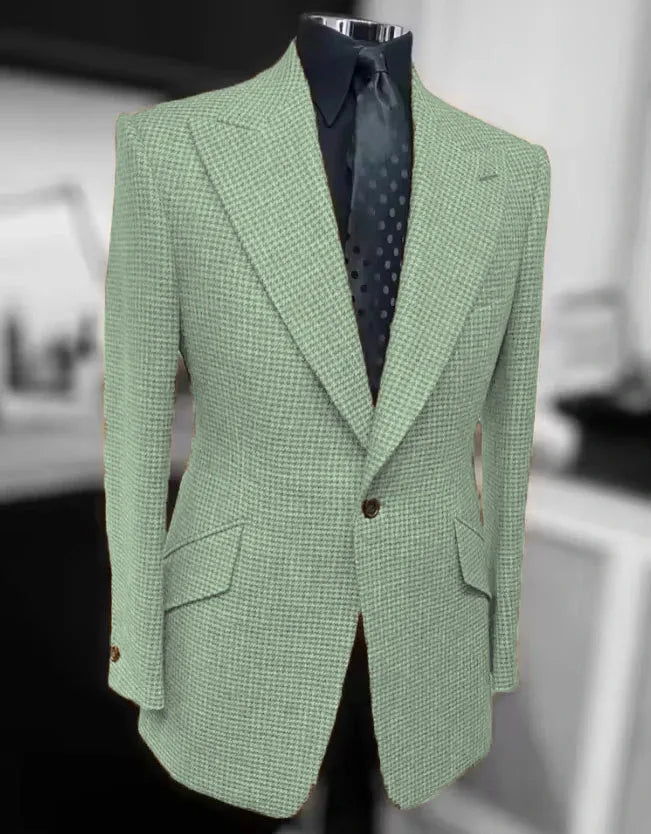 Costumes pied-de-poule pour hommes, blazer, automne hiver, décontracté, vert, Slim Fit, Tuxedos de marié pour fête de mariage, veste, manteaux de Sport - FATAONCostumes pied-de-poule pour hommes, blazer, automne hiver, décontracté, vert, Slim Fit, Tuxedos de marié pour fête de mariage, veste, manteaux de SportMode HommeFATAON