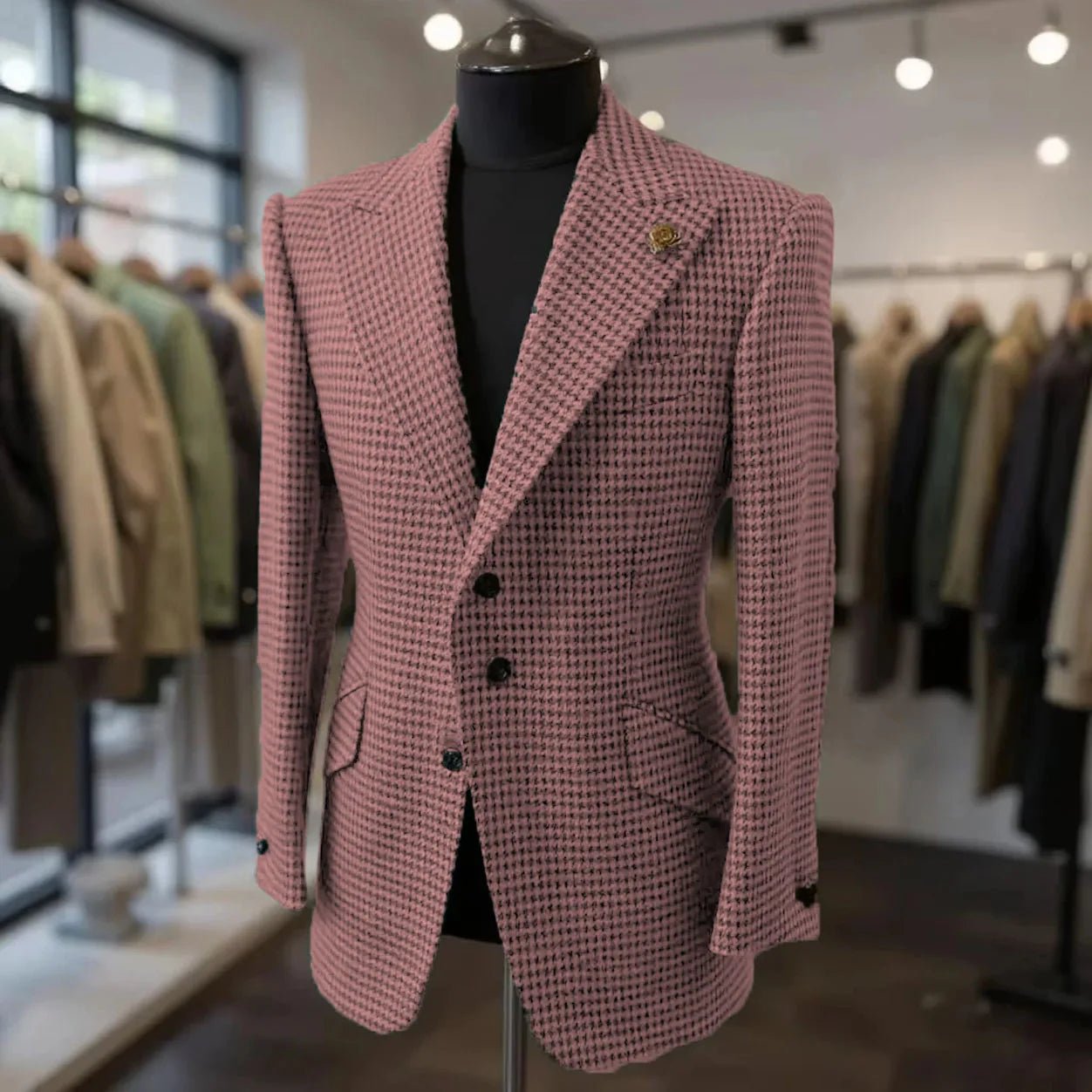 Costumes pied-de-poule pour hommes, blazer, automne hiver, décontracté, vert, Slim Fit, Tuxedos de marié pour fête de mariage, veste, manteaux de Sport - FATAONCostumes pied-de-poule pour hommes, blazer, automne hiver, décontracté, vert, Slim Fit, Tuxedos de marié pour fête de mariage, veste, manteaux de SportMode HommeFATAON