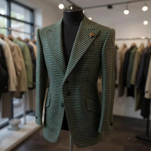 Costumes pied-de-poule pour hommes, blazer, automne hiver, décontracté, vert, Slim Fit, Tuxedos de marié pour fête de mariage, veste, manteaux de Sport - FATAONCostumes pied-de-poule pour hommes, blazer, automne hiver, décontracté, vert, Slim Fit, Tuxedos de marié pour fête de mariage, veste, manteaux de SportMode HommeFATAON