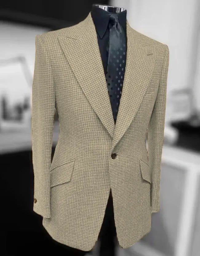Costumes pied-de-poule pour hommes, blazer, automne hiver, décontracté, vert, Slim Fit, Tuxedos de marié pour fête de mariage, veste, manteaux de Sport - FATAONCostumes pied-de-poule pour hommes, blazer, automne hiver, décontracté, vert, Slim Fit, Tuxedos de marié pour fête de mariage, veste, manteaux de SportMode HommeFATAON