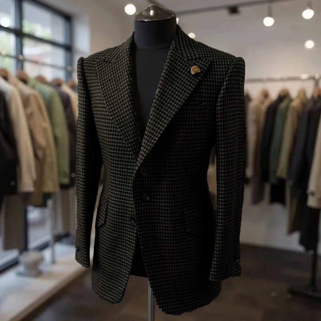 Costumes pied-de-poule pour hommes, blazer, automne hiver, décontracté, vert, Slim Fit, Tuxedos de marié pour fête de mariage, veste, manteaux de Sport - FATAONCostumes pied-de-poule pour hommes, blazer, automne hiver, décontracté, vert, Slim Fit, Tuxedos de marié pour fête de mariage, veste, manteaux de SportMode HommeFATAON