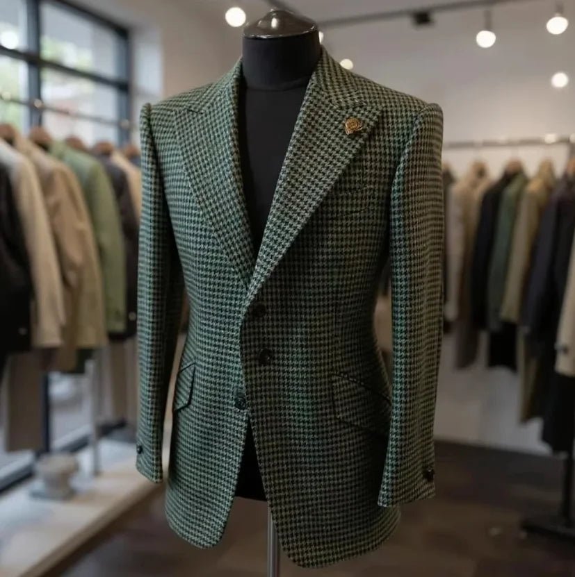 Costumes pied-de-poule pour hommes, blazer, automne hiver, décontracté, vert, Slim Fit, Tuxedos de marié pour fête de mariage, veste, manteaux de Sport - FATAONCostumes pied-de-poule pour hommes, blazer, automne hiver, décontracté, vert, Slim Fit, Tuxedos de marié pour fête de mariage, veste, manteaux de SportMode HommeFATAON