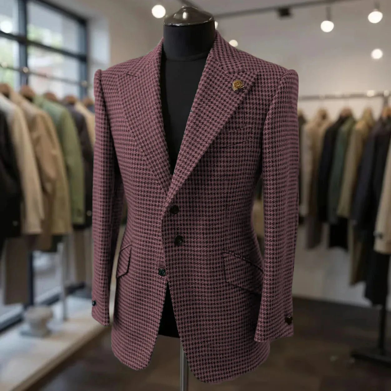 Costumes pied-de-poule pour hommes, blazer, automne hiver, décontracté, vert, Slim Fit, Tuxedos de marié pour fête de mariage, veste, manteaux de Sport - FATAONCostumes pied-de-poule pour hommes, blazer, automne hiver, décontracté, vert, Slim Fit, Tuxedos de marié pour fête de mariage, veste, manteaux de SportMode HommeFATAON