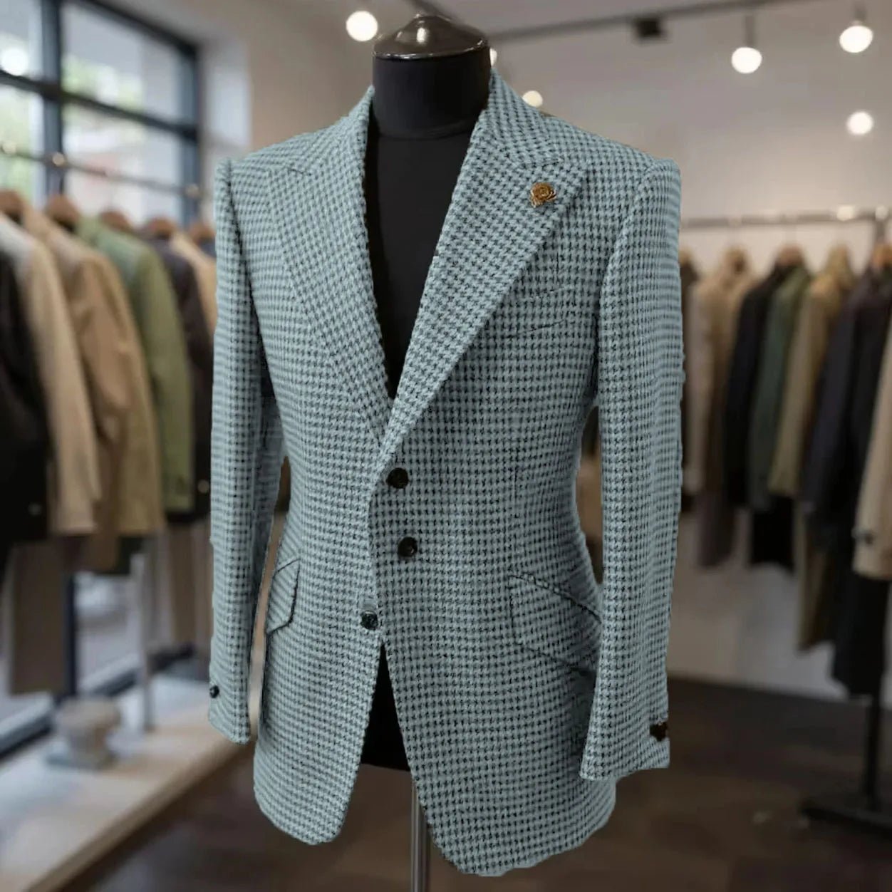 Costumes pied-de-poule pour hommes, blazer, automne hiver, décontracté, vert, Slim Fit, Tuxedos de marié pour fête de mariage, veste, manteaux de Sport - FATAONCostumes pied-de-poule pour hommes, blazer, automne hiver, décontracté, vert, Slim Fit, Tuxedos de marié pour fête de mariage, veste, manteaux de SportMode HommeFATAON