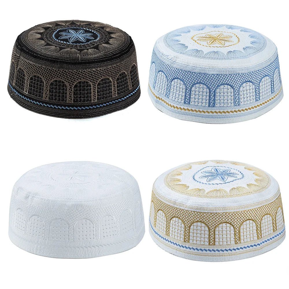 Coton broderie hommes musulmans casquettes de prière loisirs arabie saoudite chapeau islamique hommes foulard Topkippot Turban Islam casquette juive - FATAONCoton broderie hommes musulmans casquettes de prière loisirs arabie saoudite chapeau islamique hommes foulard Topkippot Turban Islam casquette juiveMode HommeFATAON