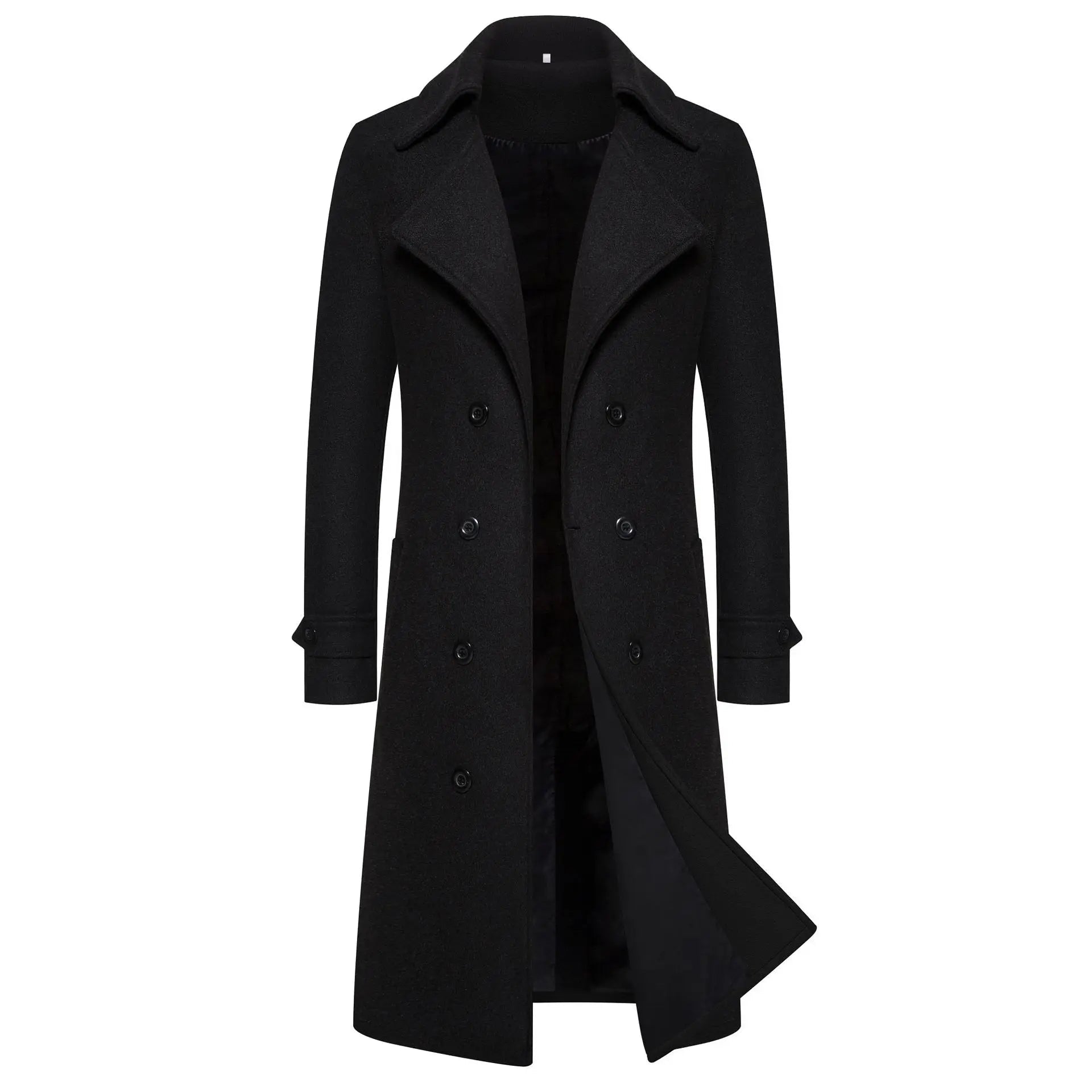 Coupe-vent long en laine à double boutonnage pour hommes, col rabattu, coupe couvertes, vêtements d'extérieur pour hommes, mode printemps, automne - FATAONCoupe-vent long en laine à double boutonnage pour hommes, col rabattu, coupe couvertes, vêtements d'extérieur pour hommes, mode printemps, automneMode HommeFATAON