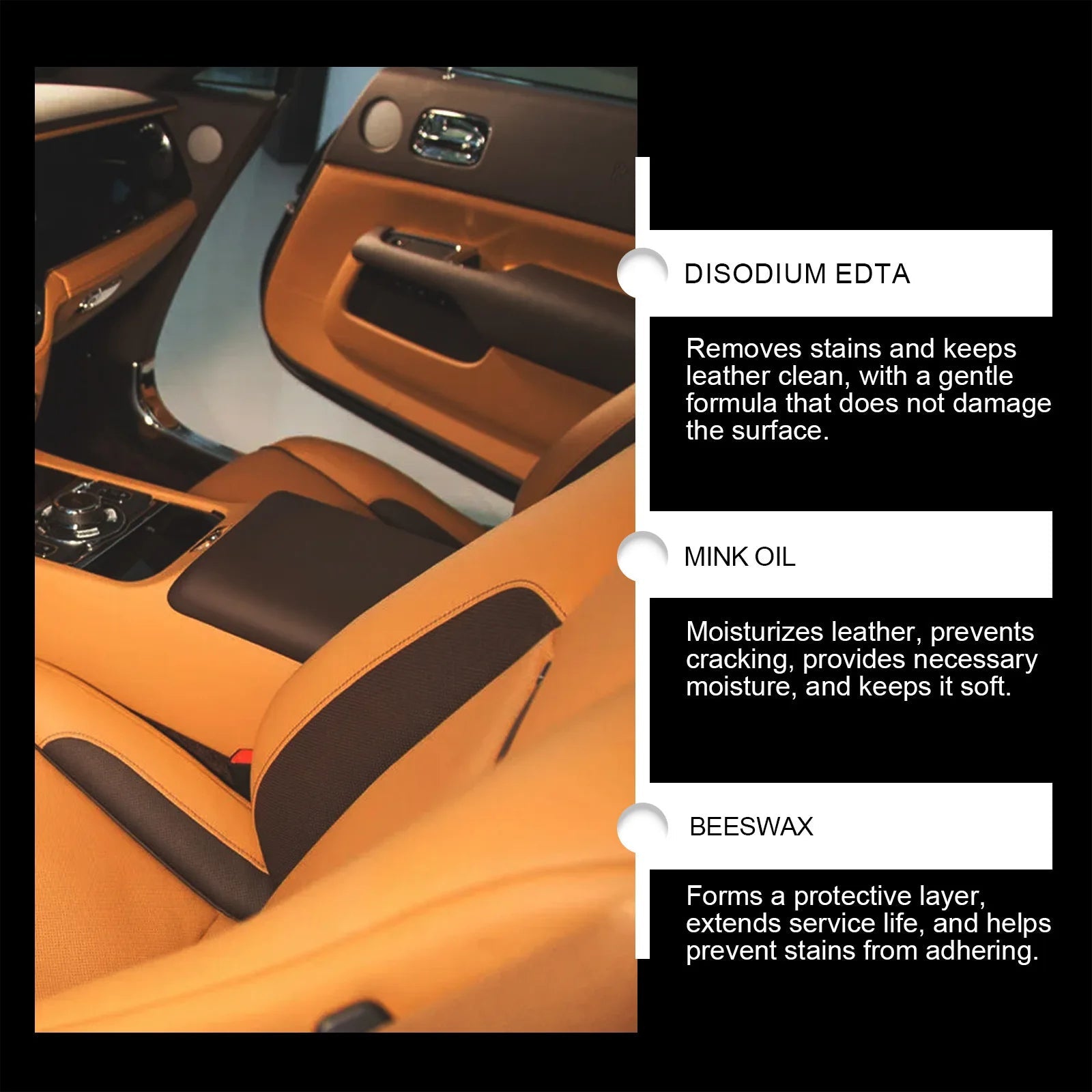 Crème de nettoyage du cuir de voiture, huile d'entretien des sièges, restauration du cuir, huile de vison, crème, canapé en cuir, polissage intérieur de voiture - FATAONCrème de nettoyage du cuir de voiture, huile d'entretien des sièges, restauration du cuir, huile de vison, crème, canapé en cuir, polissage intérieur de voitureAccessoire AutoFATAON