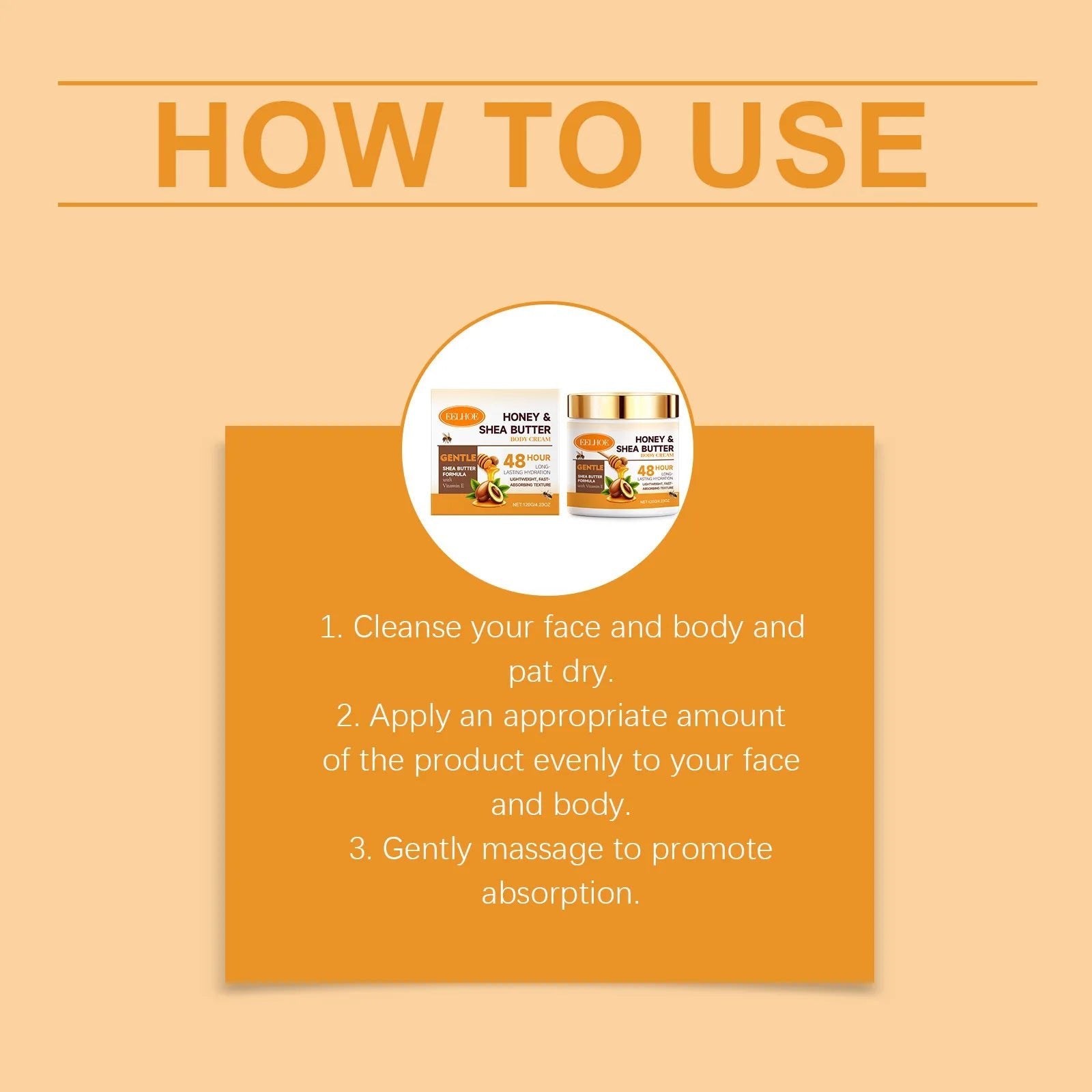 Crème pour le corps au miel et au beurre de karité Eelhoe, adoucit la peau, nourrit, rafraîchit, formule légère et douce, hydratation intense, lotion pour le corps 120g - FATAONCrème pour le corps au miel et au beurre de karité Eelhoe, adoucit la peau, nourrit, rafraîchit, formule légère et douce, hydratation intense, lotion pour le corps 120gBeauty & CosmétiquesFATAON