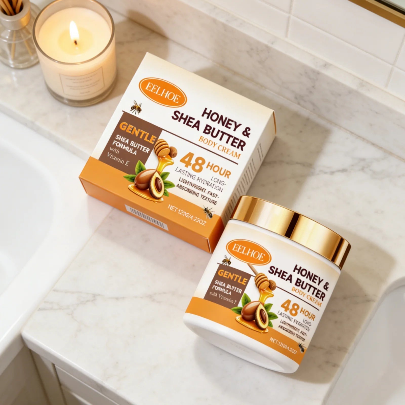 Crème pour le corps au miel et au beurre de karité Eelhoe, adoucit la peau, nourrit, rafraîchit, formule légère et douce, hydratation intense, lotion pour le corps 120g - FATAONCrème pour le corps au miel et au beurre de karité Eelhoe, adoucit la peau, nourrit, rafraîchit, formule légère et douce, hydratation intense, lotion pour le corps 120gBeauty & CosmétiquesFATAON