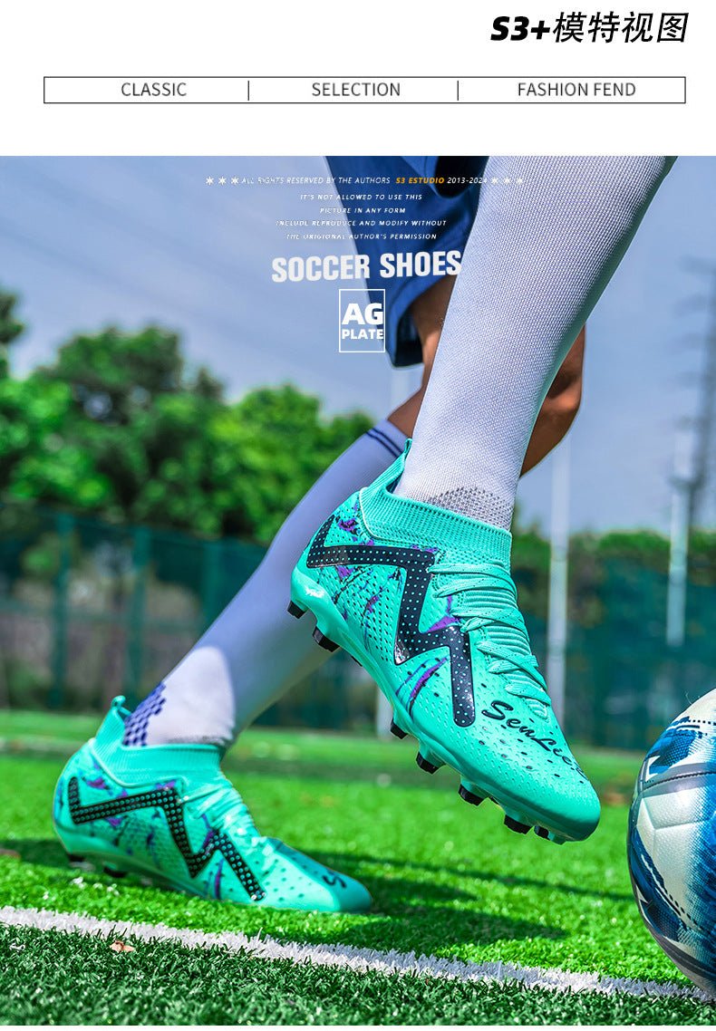 Cross-Border Amazon High-Top Soccer Shoes for Boys and Adults, Long-Spiked Tf Cleats, Competition Children's Training Soccer Shoes - FATAONCross-Border Amazon High-Top Soccer Shoes for Boys and Adults, Long-Spiked Tf Cleats, Competition Children's Training Soccer ShoesFitness & SportFATAON