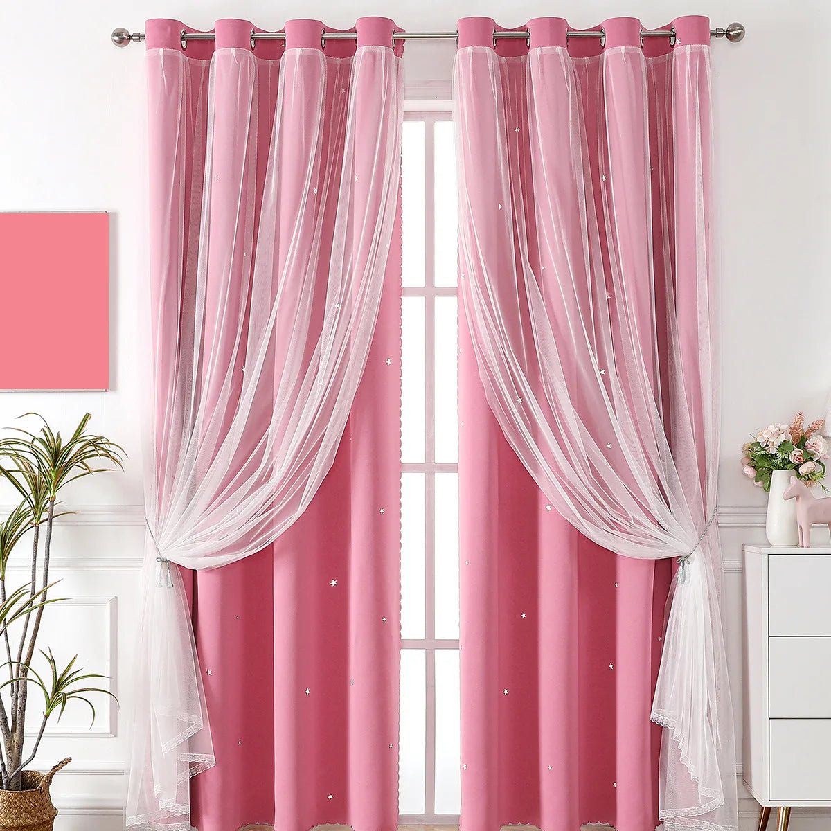Cross-border for Exclusive Customized Polyester Lace Double-layer Sheer Curtains Grommet Left/Right Biparting Open Curtains - FATAONCross-border for Exclusive Customized Polyester Lace Double-layer Sheer Curtains Grommet Left/Right Biparting Open CurtainsSolutions MaisonFATAON