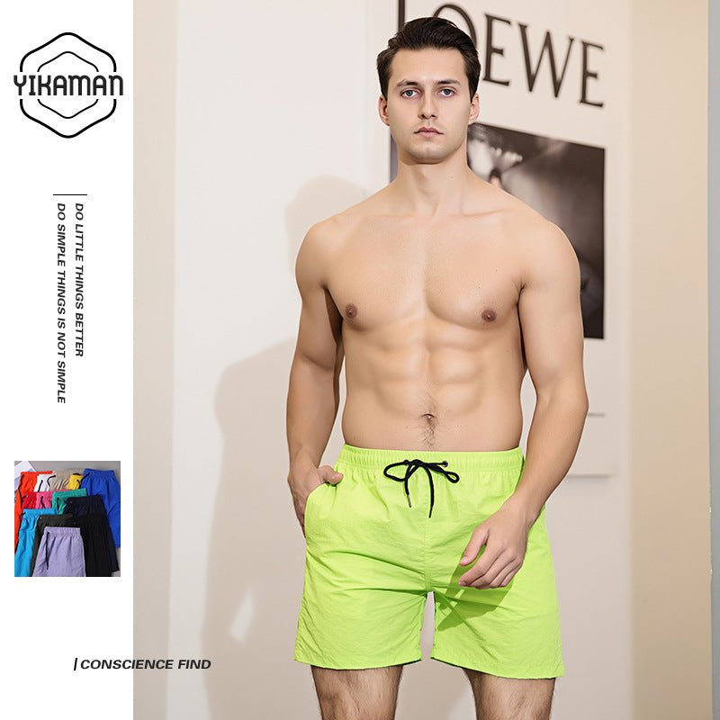 Cross-Border Solid Color Men's Beach Shorts, Casual Trendy Swim Trunks, Straight-Leg, In-Stock Wholesale, Water-Repellent Beach Shorts for Men - FATAONCross-Border Solid Color Men's Beach Shorts, Casual Trendy Swim Trunks, Straight-Leg, In-Stock Wholesale, Water-Repellent Beach Shorts for MenMode HommeFATAON