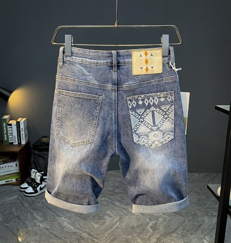 Denim Shorts Men's Summer New Fashionable Thin Five-point Pants Casual Pants Trendy Brand Ins Printed Casual Mid-length Pants for Men - FATAONDenim Shorts Men's Summer New Fashionable Thin Five-point Pants Casual Pants Trendy Brand Ins Printed Casual Mid-length Pants for MenMode HommeFATAON