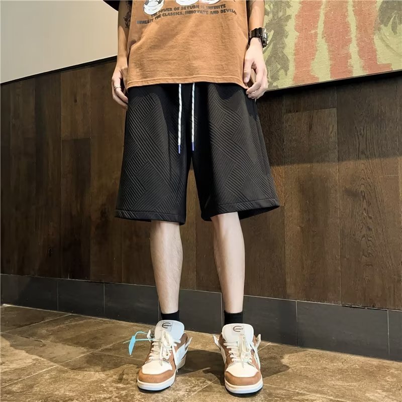 Design diamond pattern white shorts men's fashion brand handsome fifth pants men's summer home outer wear half pants - FATAONDesign diamond pattern white shorts men's fashion brand handsome fifth pants men's summer home outer wear half pantsMode HommeFATAON