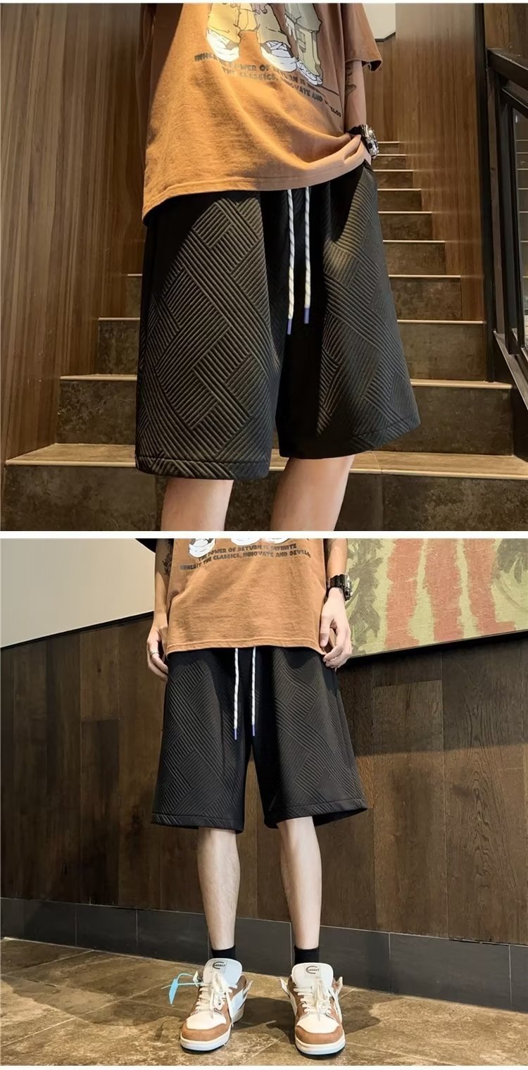 Design diamond pattern white shorts men's fashion brand handsome fifth pants men's summer home outer wear half pants - FATAONDesign diamond pattern white shorts men's fashion brand handsome fifth pants men's summer home outer wear half pantsMode HommeFATAON