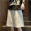 Design diamond pattern white shorts men's fashion brand handsome fifth pants men's summer home outer wear half pants - FATAONDesign diamond pattern white shorts men's fashion brand handsome fifth pants men's summer home outer wear half pantsMode HommeFATAON