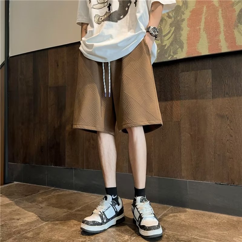 Design diamond pattern white shorts men's fashion brand handsome fifth pants men's summer home outer wear half pants - FATAONDesign diamond pattern white shorts men's fashion brand handsome fifth pants men's summer home outer wear half pantsMode HommeFATAON