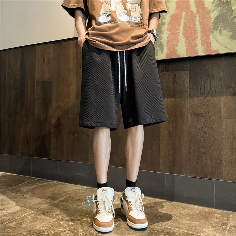 Design diamond pattern white shorts men's fashion brand handsome fifth pants men's summer home outer wear half pants - FATAONDesign diamond pattern white shorts men's fashion brand handsome fifth pants men's summer home outer wear half pantsMode HommeFATAON