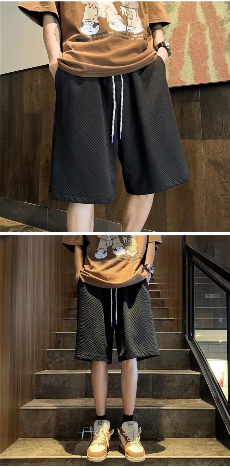 Design diamond pattern white shorts men's fashion brand handsome fifth pants men's summer home outer wear half pants - FATAONDesign diamond pattern white shorts men's fashion brand handsome fifth pants men's summer home outer wear half pantsMode HommeFATAON