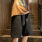 Design diamond pattern white shorts men's fashion brand handsome fifth pants men's summer home outer wear half pants - FATAONDesign diamond pattern white shorts men's fashion brand handsome fifth pants men's summer home outer wear half pantsMode HommeFATAON