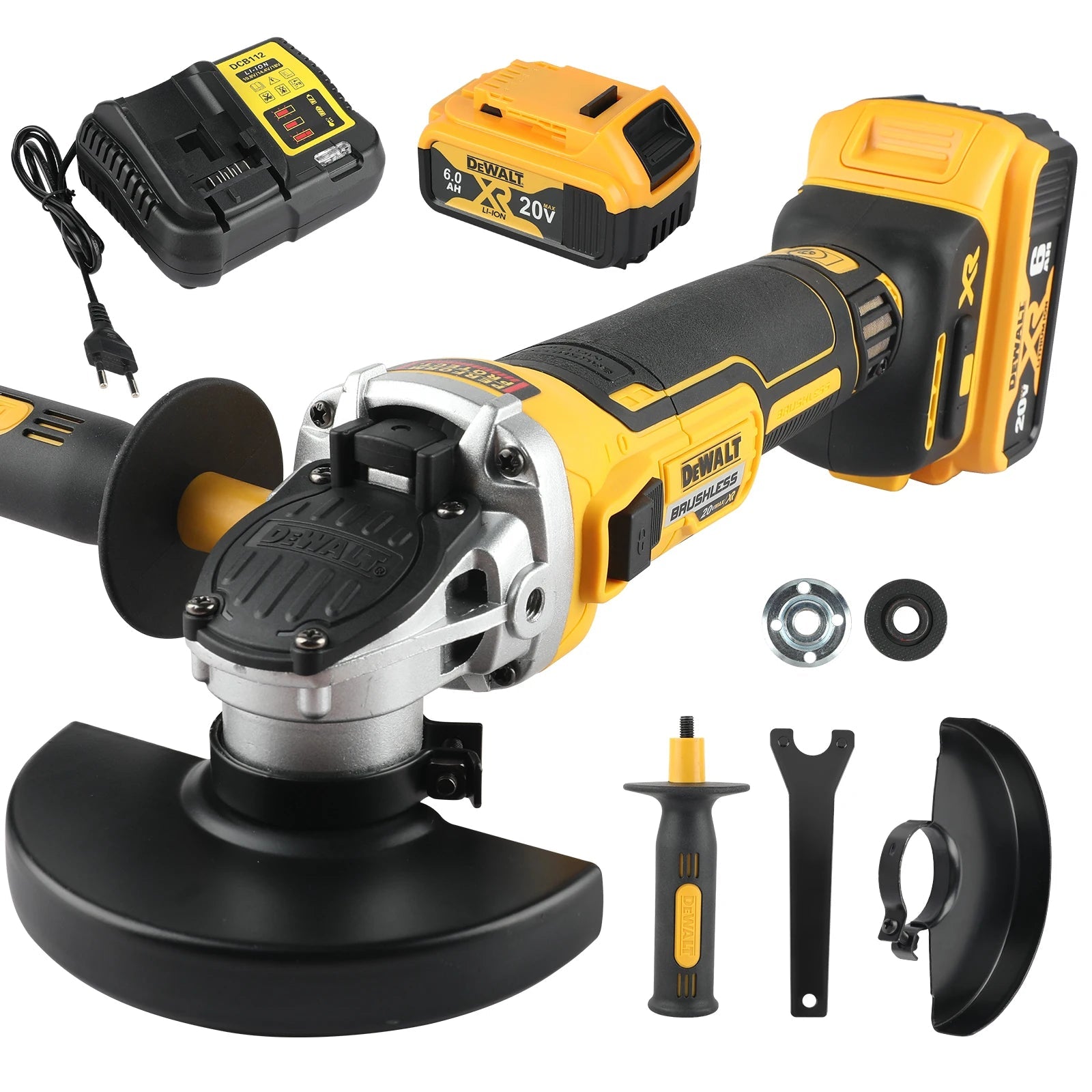 DEWALT DCG405 125mm 18V batterie au Lithium sans brosse tête plate meuleuse d'angle Machine-outil nue Machine de découpe outils électriques combo se - FATAONDEWALT DCG405 125mm 18V batterie au Lithium sans brosse tête plate meuleuse d'angle Machine-outil nue Machine de découpe outils électriques combo seOutils & PerformanceFATAON