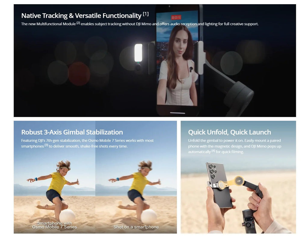DJI Osmo Mobile 7P / osmo mobile 7 Built - in Extension Rod & Tripod 10 - Hour Battery Life Phone Charging OM 7 brand new in stock - Fix & GoDJI Osmo Mobile 7P / osmo mobile 7 Built - in Extension Rod & Tripod 10 - Hour Battery Life Phone Charging OM 7 brand new in stockVidéo & PhotoFix & Go