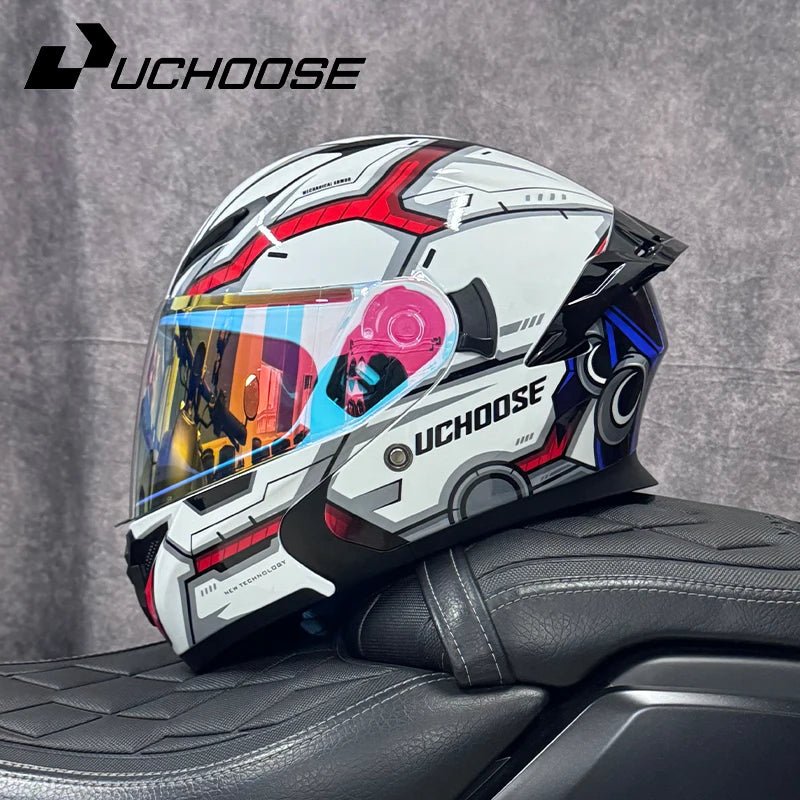 DOT Uchoose casques approuvés Crash moto équipement de protection hommes femmes casque rabattable moto visière Double soleil - FATAONDOT Uchoose casques approuvés Crash moto équipement de protection hommes femmes casque rabattable moto visière Double soleilAccessoires MotoFATAON