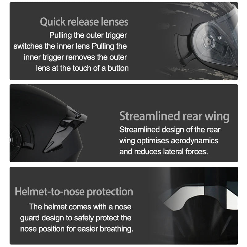 DOT Uchoose casques approuvés Crash moto équipement de protection hommes femmes casque rabattable moto visière Double soleil - FATAONDOT Uchoose casques approuvés Crash moto équipement de protection hommes femmes casque rabattable moto visière Double soleilAccessoires MotoFATAON