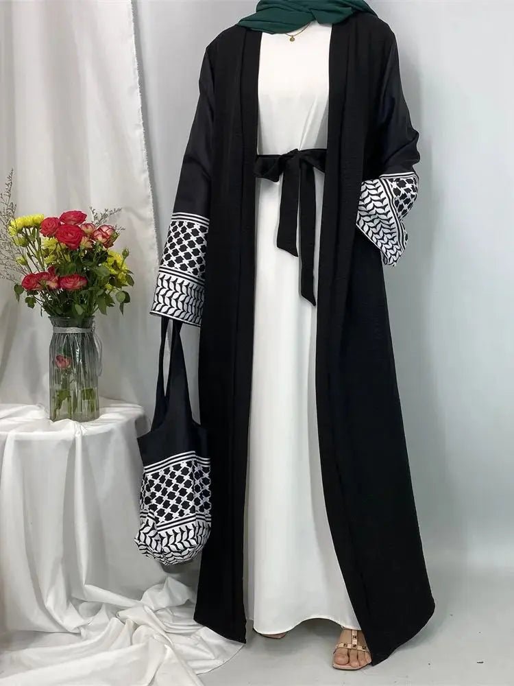Dubaï élégant caftan Robe modeste Abayas musulman ouvert Abaya et sac femmes Islam Caftan Marocain Robe Arabe Femme Musulmane - FATAONDubaï élégant caftan Robe modeste Abayas musulman ouvert Abaya et sac femmes Islam Caftan Marocain Robe Arabe Femme MusulmaneMode FemmeFATAON