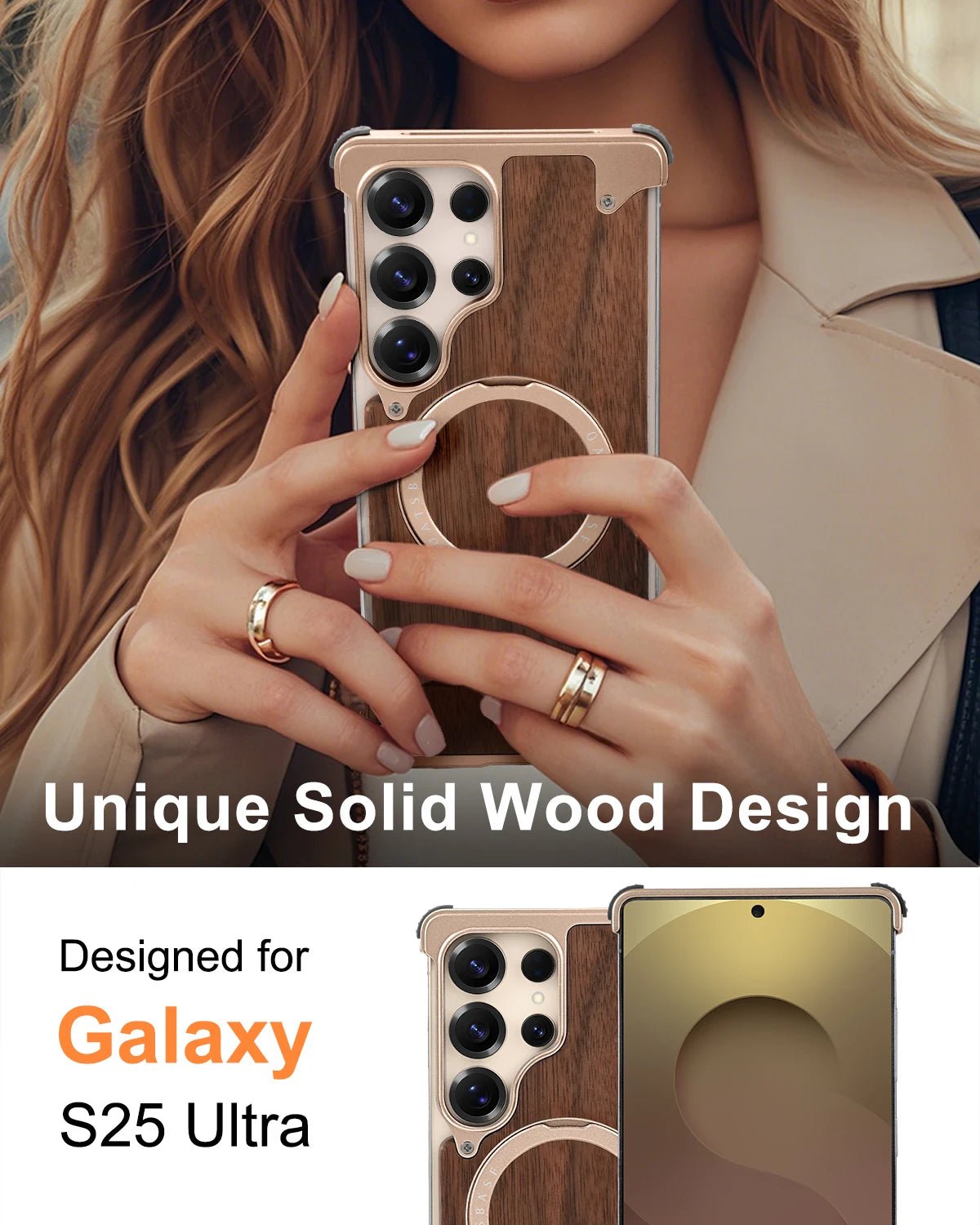 Eary Wood Case pour Galaxy S25 S24 Ultra Avec 360 ° Béquille rotative, housse de protection antichoc, conception en bois Unique sans cadre - FATAONEary Wood Case pour Galaxy S25 S24 Ultra Avec 360 ° Béquille rotative, housse de protection antichoc, conception en bois Unique sans cadreTechnologie IntelligenteFATAON