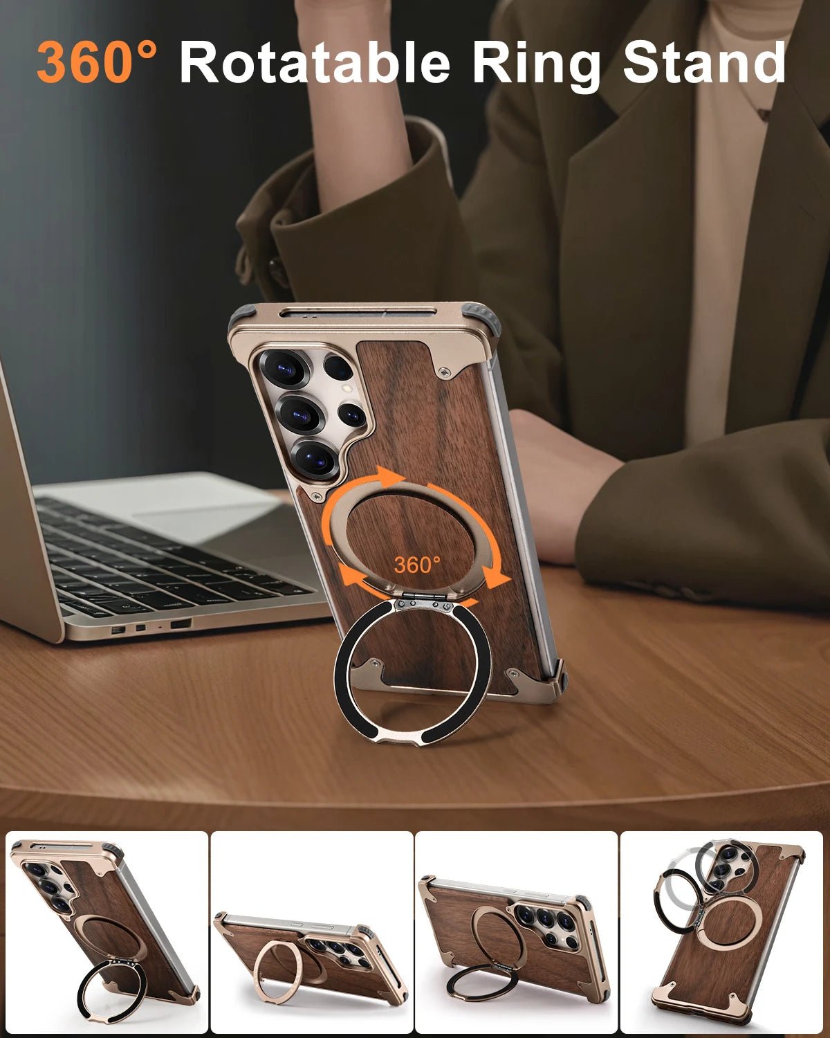 Eary Wood Case pour Galaxy S25 S24 Ultra Avec 360 ° Béquille rotative, housse de protection antichoc, conception en bois Unique sans cadre - FATAONEary Wood Case pour Galaxy S25 S24 Ultra Avec 360 ° Béquille rotative, housse de protection antichoc, conception en bois Unique sans cadreTechnologie IntelligenteFATAON