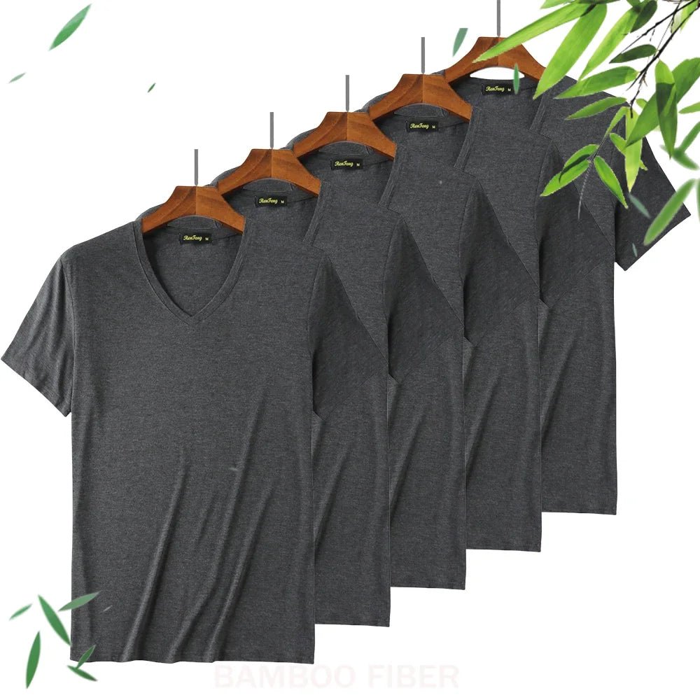 Économie à col en V en viscose de bambou doux pour hommes, maillots de corps blancs confortables, manches courtes, vêtements de fitness d'été, 5 paquets - FATAONÉconomie à col en V en viscose de bambou doux pour hommes, maillots de corps blancs confortables, manches courtes, vêtements de fitness d'été, 5 paquetsMode HommeFATAON
