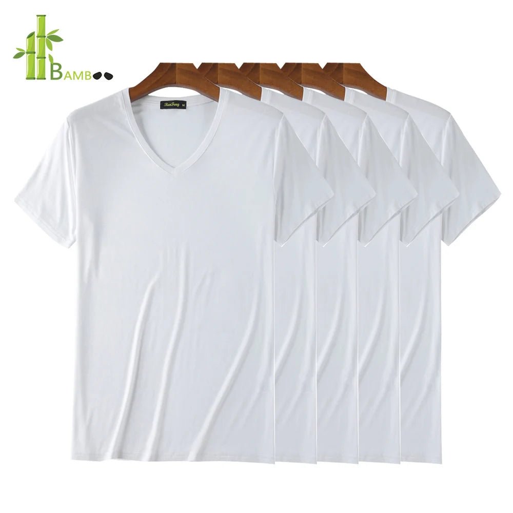 Économie à col en V en viscose de bambou doux pour hommes, maillots de corps blancs confortables, manches courtes, vêtements de fitness d'été, 5 paquets - FATAONÉconomie à col en V en viscose de bambou doux pour hommes, maillots de corps blancs confortables, manches courtes, vêtements de fitness d'été, 5 paquetsMode HommeFATAON