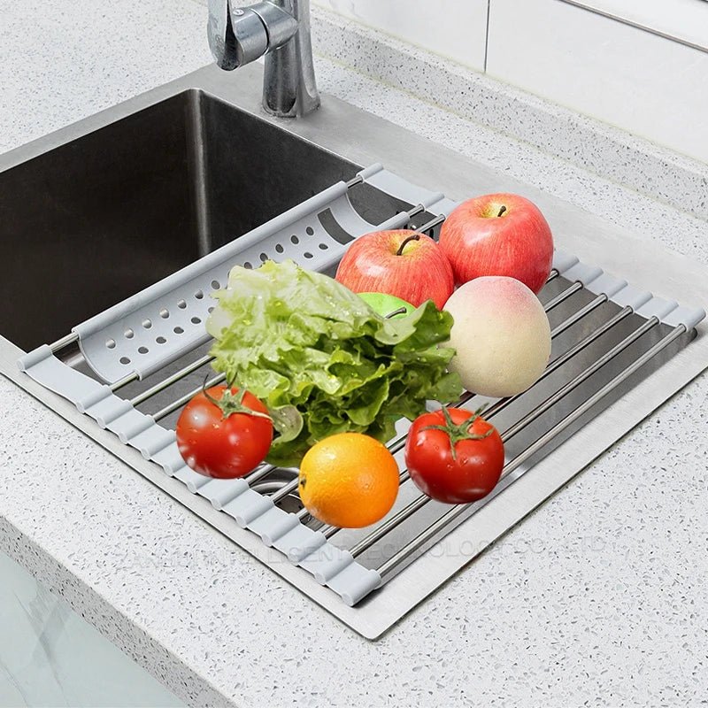 Égouttoir à vaisselle enroulable pour évier, égouttoir à vaisselle en acier inoxydable 304, organisateur de rangement pour assiettes, accessoires de cuisine - FATAONÉgouttoir à vaisselle enroulable pour évier, égouttoir à vaisselle en acier inoxydable 304, organisateur de rangement pour assiettes, accessoires de cuisineSolutions MaisonFATAON