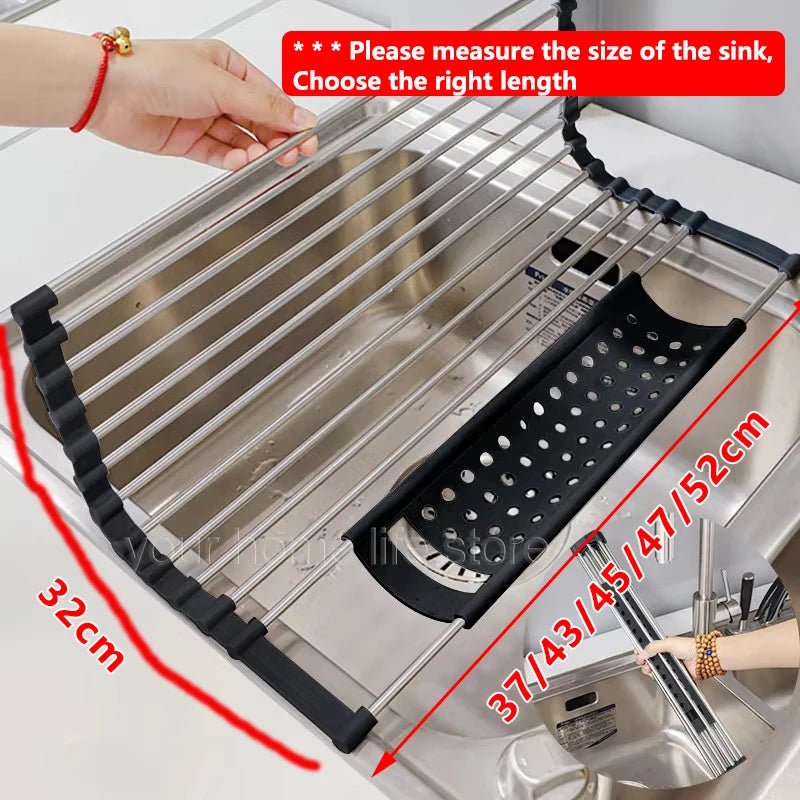 Égouttoir à vaisselle enroulable pour évier, égouttoir à vaisselle en acier inoxydable 304, organisateur de rangement pour assiettes, accessoires de cuisine - FATAONÉgouttoir à vaisselle enroulable pour évier, égouttoir à vaisselle en acier inoxydable 304, organisateur de rangement pour assiettes, accessoires de cuisineSolutions MaisonFATAON