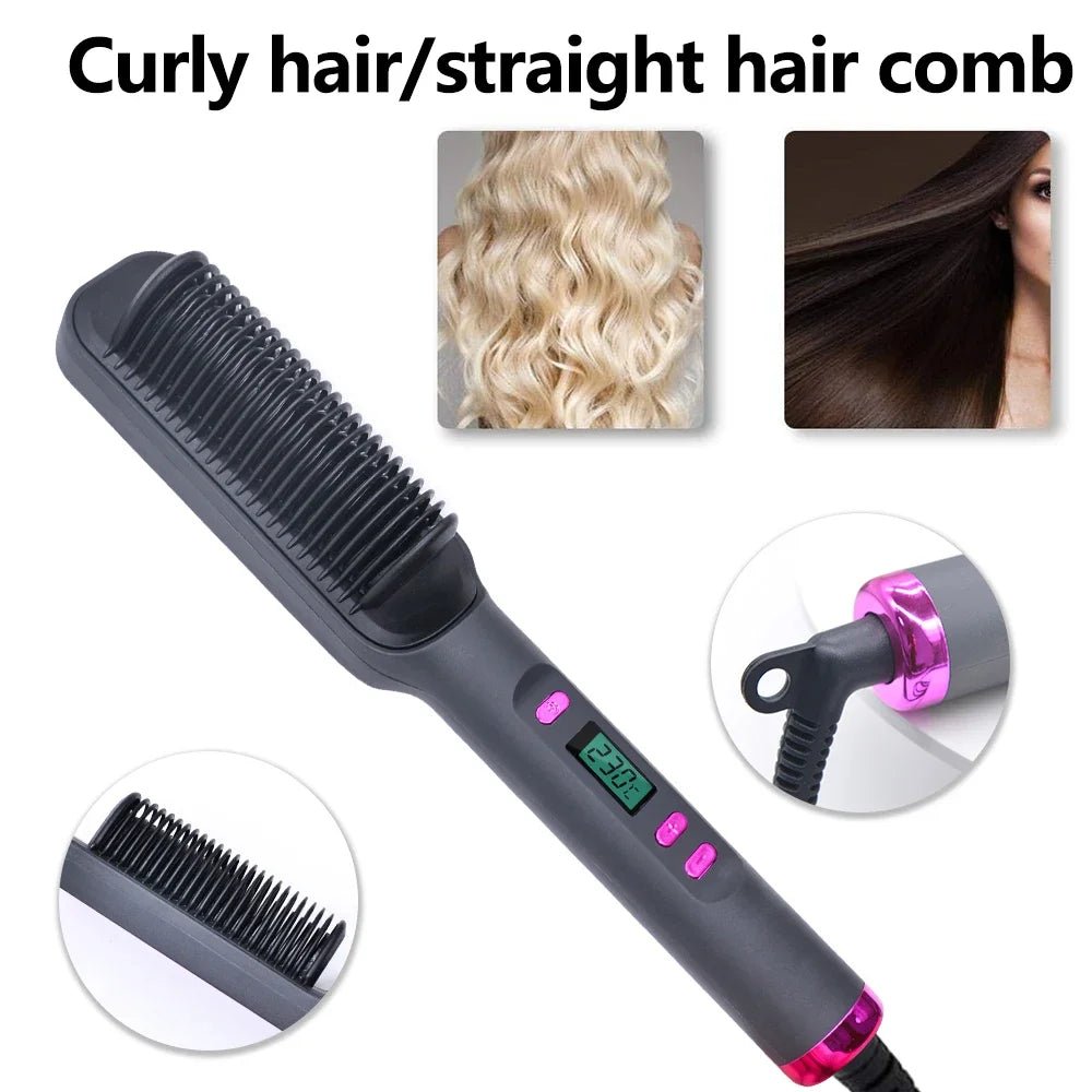 Electric Hot Comb Straightening Brush Negative Ion Multifunctional Hair Straightener Anti - Scalding Styling Tool for Dry Blow - dry - FATAONElectric Hot Comb Straightening Brush Negative Ion Multifunctional Hair Straightener Anti - Scalding Styling Tool for Dry Blow - dryMaquillageFATAON