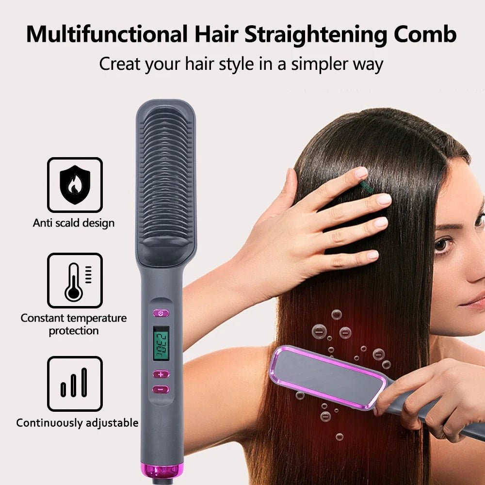 Electric Hot Comb Straightening Brush Negative Ion Multifunctional Hair Straightener Anti - Scalding Styling Tool for Dry Blow - dry - FATAONElectric Hot Comb Straightening Brush Negative Ion Multifunctional Hair Straightener Anti - Scalding Styling Tool for Dry Blow - dryMaquillageFATAON