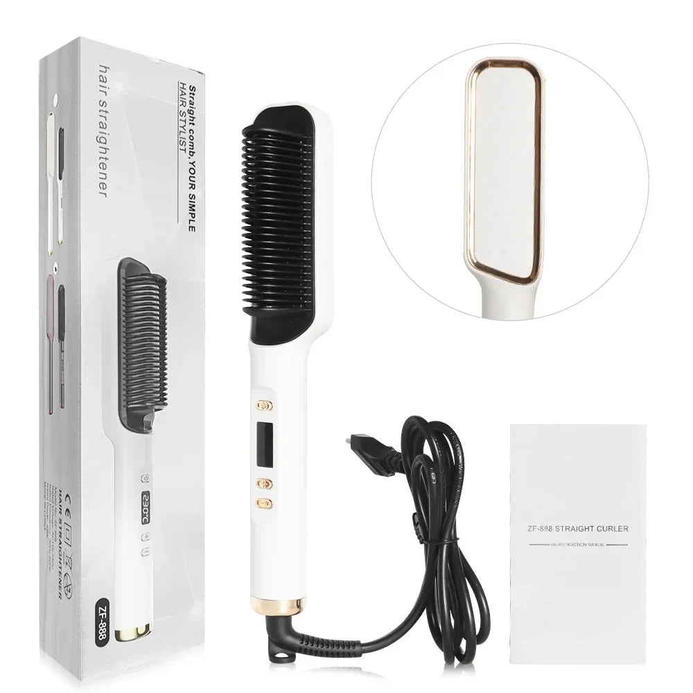 Electric Hot Comb Straightening Brush Negative Ion Multifunctional Hair Straightener Anti - Scalding Styling Tool for Dry Blow - dry - FATAONElectric Hot Comb Straightening Brush Negative Ion Multifunctional Hair Straightener Anti - Scalding Styling Tool for Dry Blow - dryMaquillageFATAON