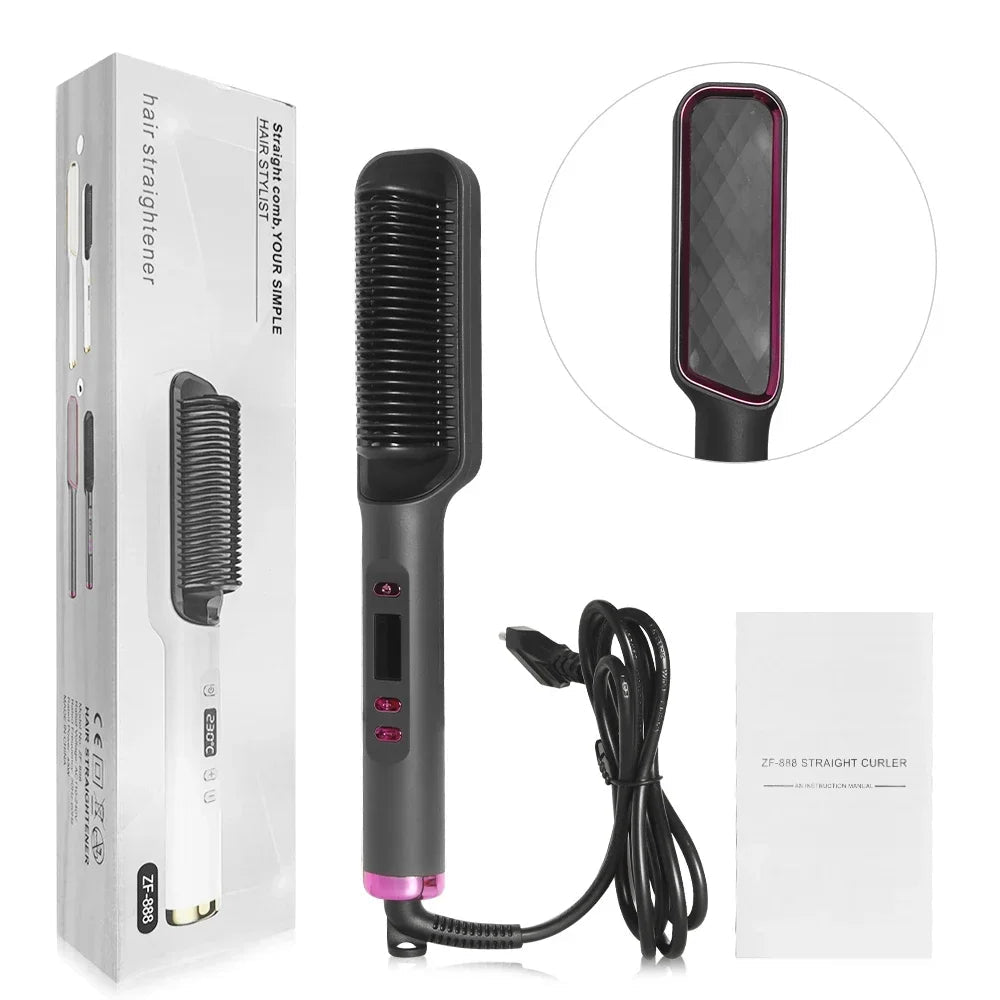 Electric Hot Comb Straightening Brush Negative Ion Multifunctional Hair Straightener Anti - Scalding Styling Tool for Dry Blow - dry - FATAONElectric Hot Comb Straightening Brush Negative Ion Multifunctional Hair Straightener Anti - Scalding Styling Tool for Dry Blow - dryMaquillageFATAON