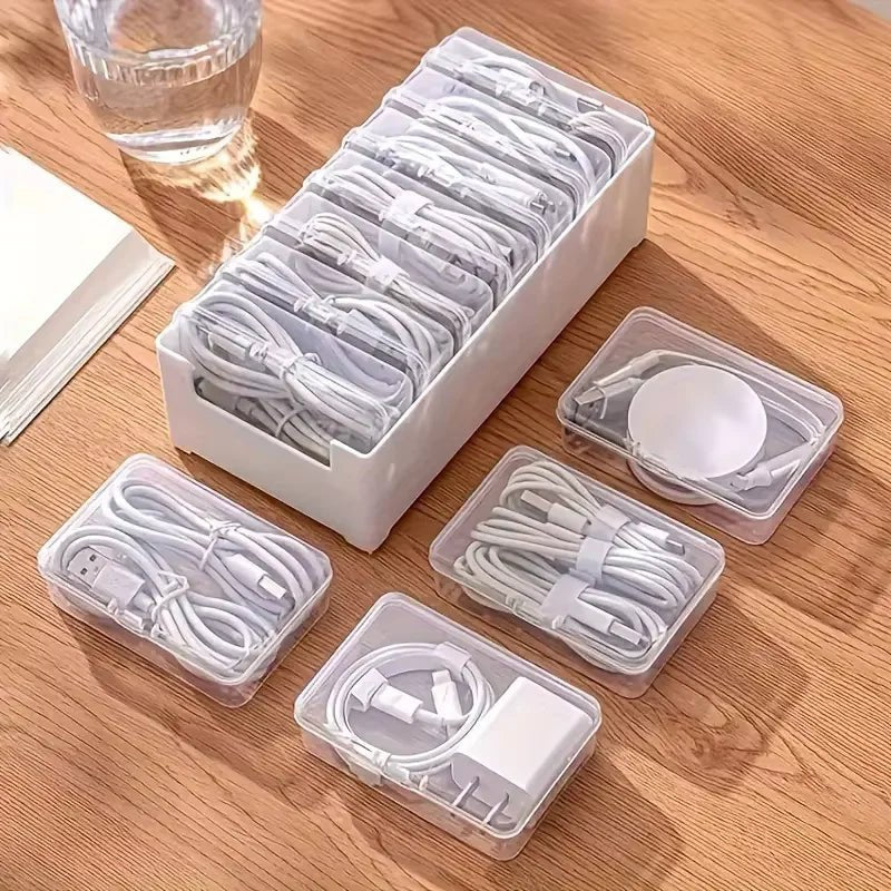 Ensemble de boîtes de rangement de câbles avec 7 boîtes de rangement transparentes, gestion de câbles de bureau polyvalente, organisateur de chargeur, rangement de bijoux - FATAONEnsemble de boîtes de rangement de câbles avec 7 boîtes de rangement transparentes, gestion de câbles de bureau polyvalente, organisateur de chargeur, rangement de bijouxSolutions MaisonFATAON