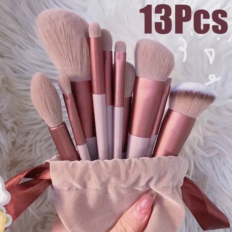 Ensemble de pinceaux de maquillage doux pour femmes, fard à barrage, fond de teint, pinceau cosmétique, fard à joues, beauté, sac à outils de maquillage, 13 pièces - FATAONEnsemble de pinceaux de maquillage doux pour femmes, fard à barrage, fond de teint, pinceau cosmétique, fard à joues, beauté, sac à outils de maquillage, 13 piècesBeauté femmeFATAON