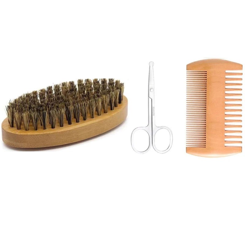 Ensemble de pinceaux de rasage portables pour hommes, poils de sanglier, barbier, brosse à barbe naturelle, peigne, ciseaux pour livres qualifiée aux, outil de coiffage - FATAONEnsemble de pinceaux de rasage portables pour hommes, poils de sanglier, barbier, brosse à barbe naturelle, peigne, ciseaux pour livres qualifiée aux, outil de coiffageBeauté HommeFATAON