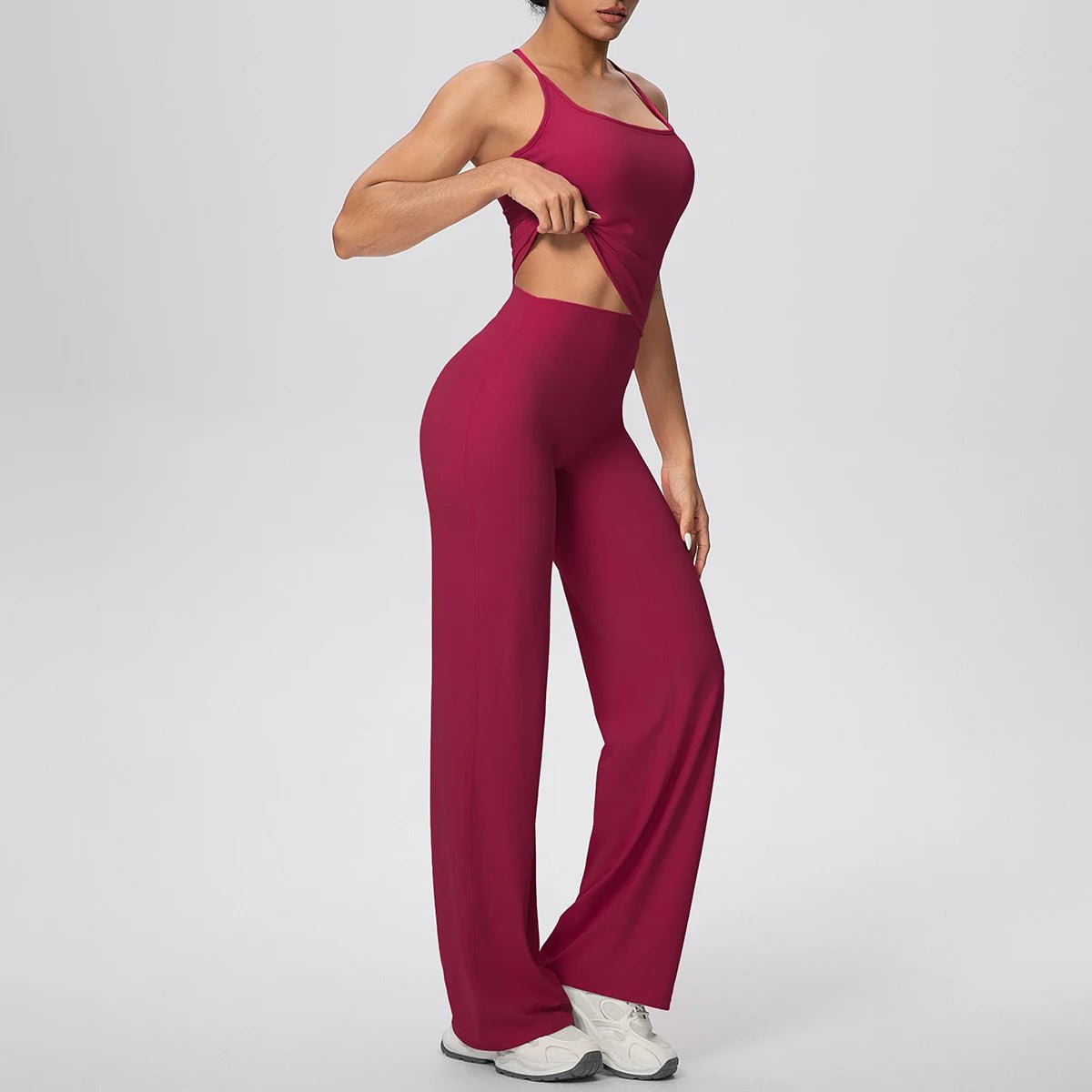 Ensemble de sport et Yoga pour femmes, 2 pièces, couleur unie, Slim, décontracté, gilet en forme de I avec coussinet de poitrine, séchage rapide, taille haute, pleine longueur - FATAONEnsemble de sport et Yoga pour femmes, 2 pièces, couleur unie, Slim, décontracté, gilet en forme de I avec coussinet de poitrine, séchage rapide, taille haute, pleine longueurMode FemmeFATAON