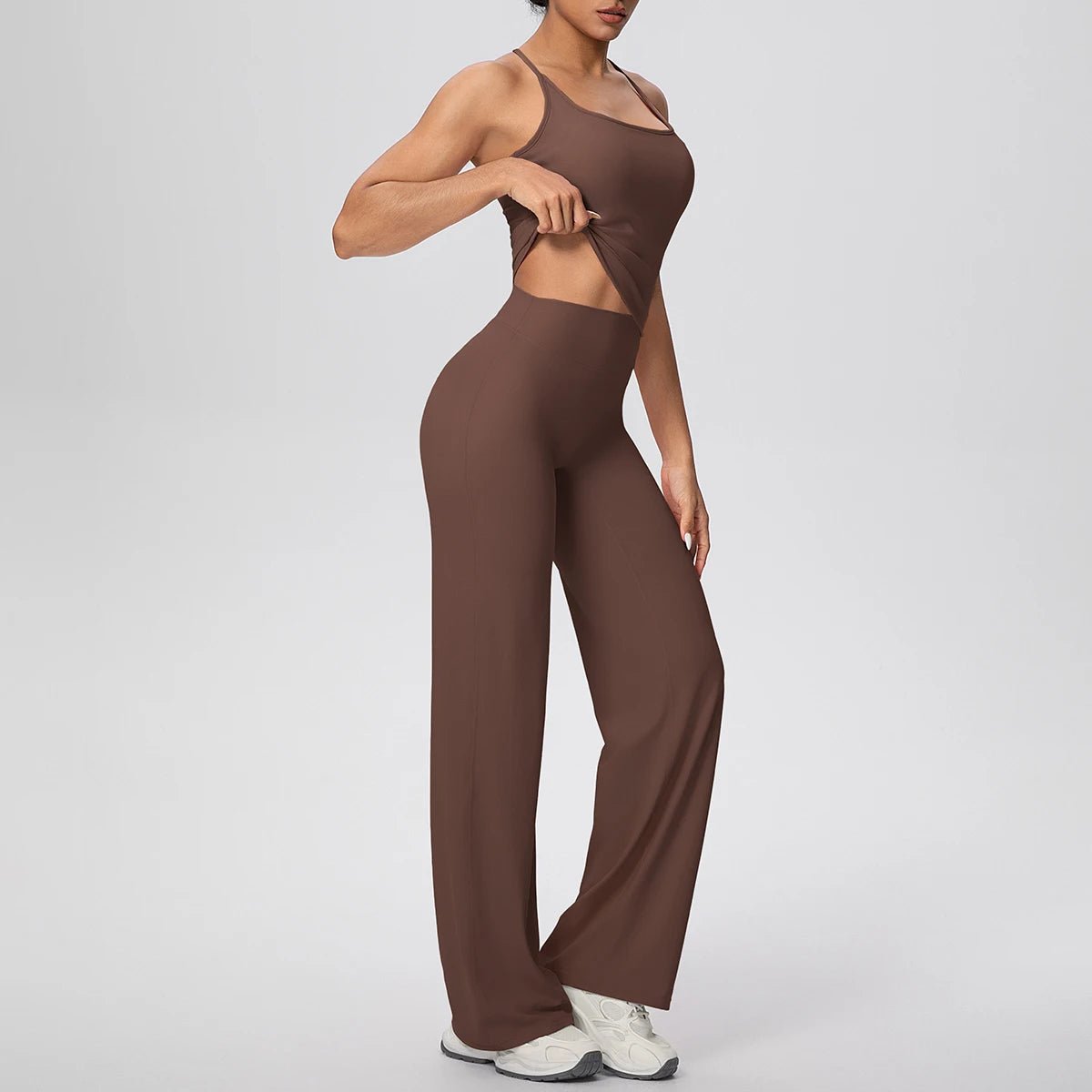 Ensemble de sport et Yoga pour femmes, 2 pièces, couleur unie, Slim, décontracté, gilet en forme de I avec coussinet de poitrine, séchage rapide, taille haute, pleine longueur - FATAONEnsemble de sport et Yoga pour femmes, 2 pièces, couleur unie, Slim, décontracté, gilet en forme de I avec coussinet de poitrine, séchage rapide, taille haute, pleine longueurMode FemmeFATAON